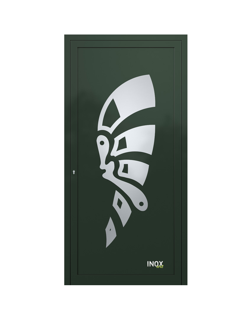 Contemporary Aluminium Entry Door Panel with INOX