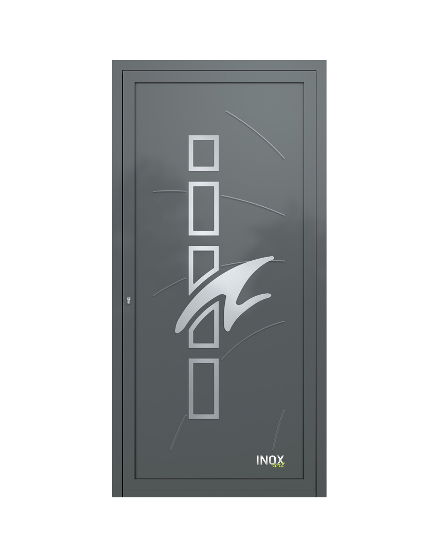 Contemporary Aluminium Entry Door Panel with INOX