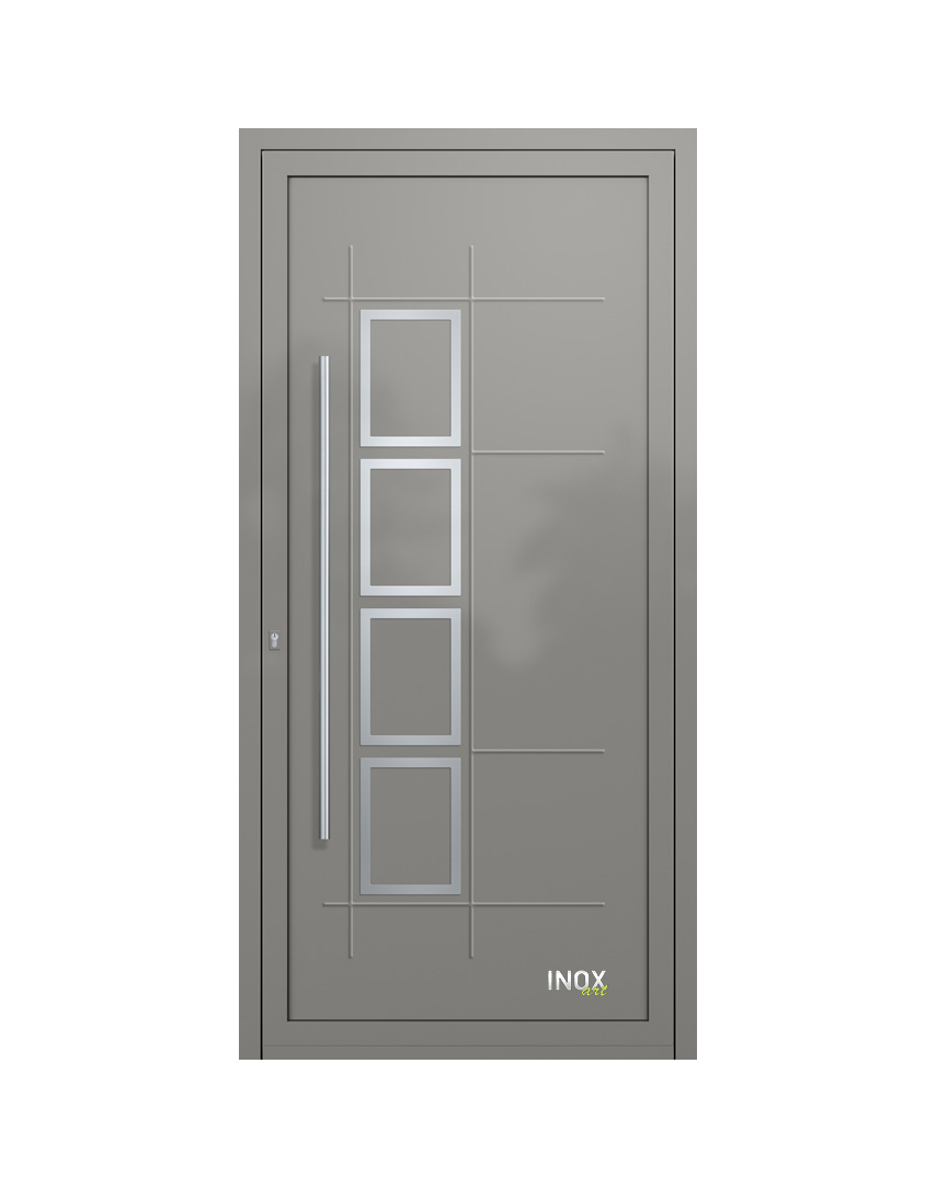 Contemporary Aluminium Entry Door Panel with INOX